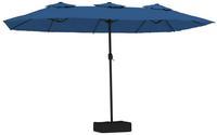 vidaXL Doppel-Sonnenschirm mit LED-Leuchten Azurblau 449x265 cm