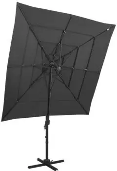 furnicato Sonnenschirm mit Aluminium-Mast 4-lagig Anthrazit 250x250 cm