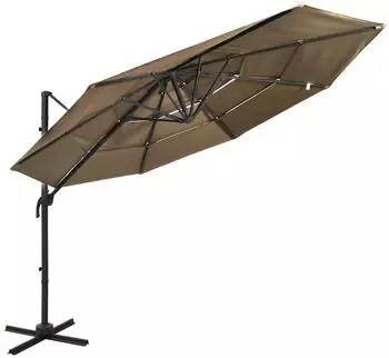 furnicato Sonnenschirm mit Aluminium-Mast 4-lagig Taupe 3x3 m