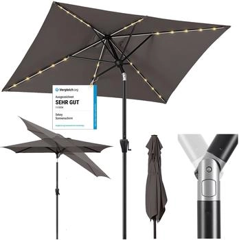 Sekey Aluminum Solar-Sonnenschirm LED-Beleuchtung 210x140cm taupe