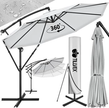 tillvex Round offset parasol 300 cm Grey with base