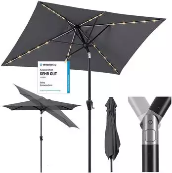 Sekey Aluminum Solar-Sonnenschirm LED-Beleuchtung 210x140cm grau