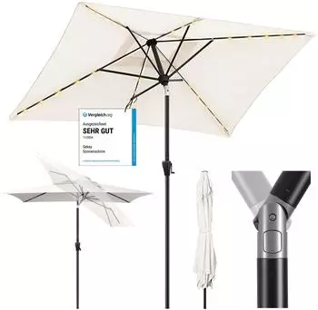 Sekey Aluminum Solar-Sonnenschirm LED-Beleuchtung 210x140cm creme