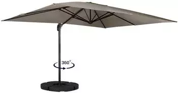 IDMarket Rectangular offset parasol Calvi 300 x 400 cm Taupe with 4 slabs