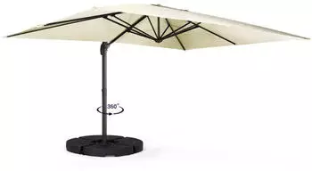 IDMarket Rectangular offset parasol Calvi 300 x 400 cm Ecru with 4 slabs