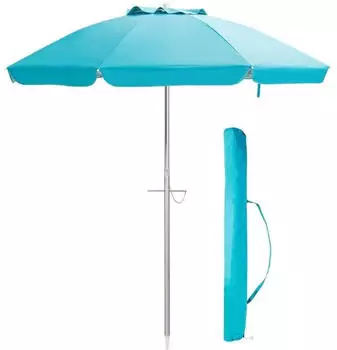 Costway Sonnenschirm rund 198 cm klappbar mit Tasche blau