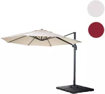 Mendler Gastronomie-Schirm HWC-A96 rund Ø 3,5m Polyester Alu/Stahl creme beige