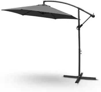 Deluke Kurbelschirm 270cm EMCO 6-eckig mit St&auml;nder Anthrazit grau DHH92-01