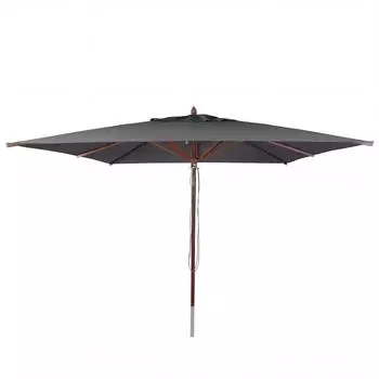 MCW C57b Gastronomie Holz-Sonnenschirm 4x4m Polyester, eckig, anthrazit (100905)