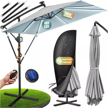 Kesser Holly Ampelschirm &Oslash;350cm LED Solar Aluminium UV-Schutz