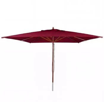 MCW Gastronomie Holz-Sonnenschirm C57b Eckig 4x4m Seilzug Bordeaux (MCW-C57b)