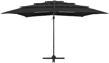 Helloshop26 Versetzter Gartenschirm 4-stufig Aluminium 250x250cm Schwarz (02_0008790)
