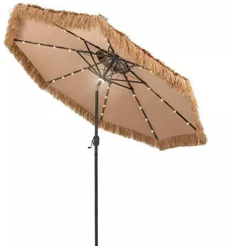 Costway Hawaii Sonnenschirm 300cm Doppeldach Solar-LED neigbar (ZB33784DE)
