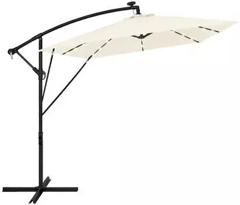 ML-Design Ampelschirm &Oslash;330cm Aluminium LED-Solar UV50+ beige (490018133)