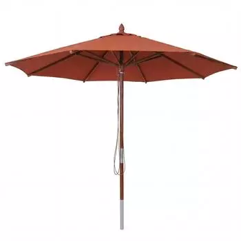 MCW C57b Gastronomie Holz-Sonnenschirm rund &Oslash;3m, Terrakotta (100852)