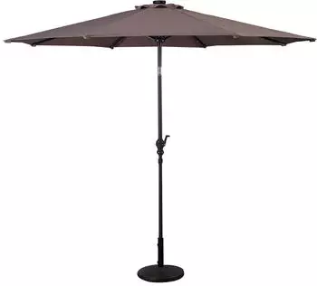 Helloshop26 Neigbarer Sonnenschirm 300cm 24 LED-Leuchten Polyester braun (20_0013027)
