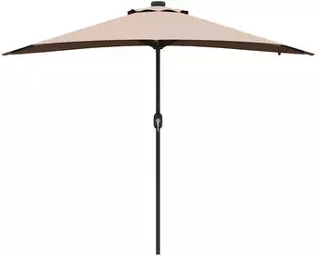 Helloshop26 Moderner faltbarer Gartenschirm 294x150x223cm Polyester Taupe (02_0058661)