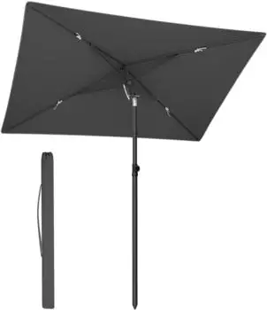 Songmics Sonnenschirm rechteckig 232x149cm UPF 50+, knickbar, grau (GPU043GZ01)