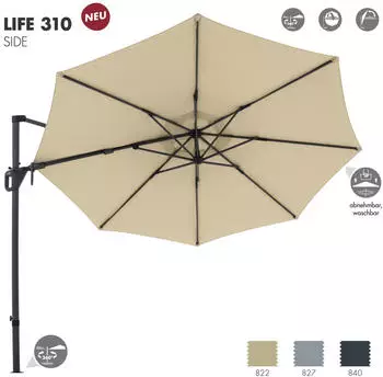 Doppler LIFE Side &oslash; 310 cm rund Pendelschirm Ampelschirm 827 Hellgrau (409288 827)