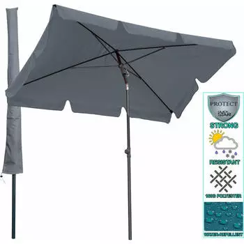 QUICK STAR Balkon-Sonnenschirm Rechteckig Knickbar 200x125cm Grau (77513)