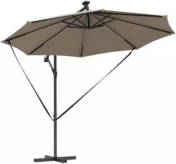 vidaXL Auskragender Bananenschirm mit Schloss 294 x 294 x 248 cm Taupe (42003386)