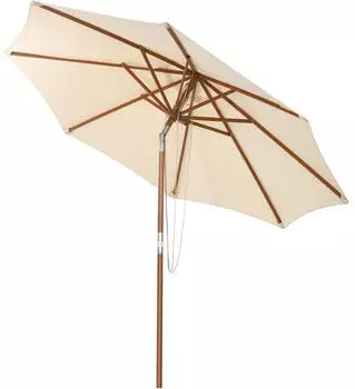 Costway Sonnenschirm Ø300cm neigbar 8 Streben Seilzug beige (OP70867BE)