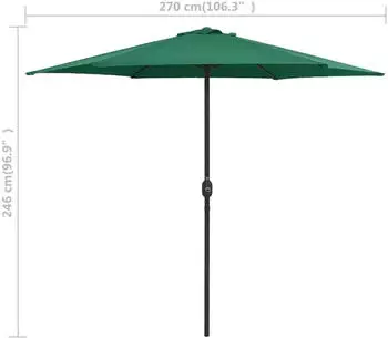 furnicato Sonnenschirm mit Aluminium-Mast 270x246 cm Grün