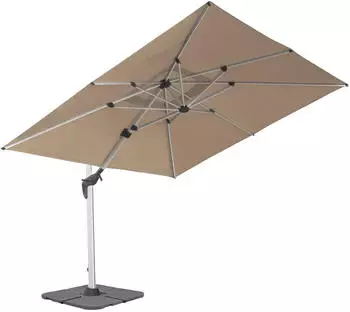 anndora Ampelschirm Aluminium 3x4m quadratisch - 360º drehbar inkl Betonplattenstände Dark Natural