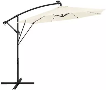 ML-Design Ampelschirm mit Solar-LED &Oslash;300cm Aluminium Beige 360&deg; drehbar UV50+ (ML-Design)