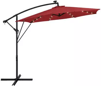 ML-Design Ampelschirm &Oslash;300cm LED Solar, Aluminium, Rot, UV50+, 360&deg; drehbar