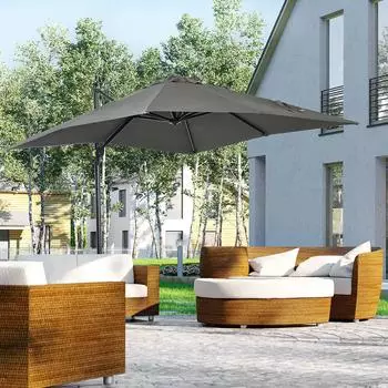 Outsunny Sonnenschirm 245x245 cm Ampelschirm neigbar Alu Grau (DE84D-051V00GY)