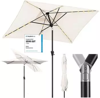 Sekey Sonnenschirm 300 x 200 cm Rechteckig mit LED Solar Beleuchtung (UB215)