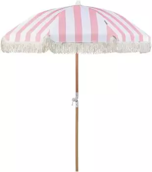 Beliani Mondello Marktschirm &Oslash; 1,5m, Polyester, pink/wei&szlig; (369026)
