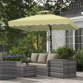 Outsunny Sonnenschirm Metall Polyester 243 x 243 x 251 cm Beige (800000909891)