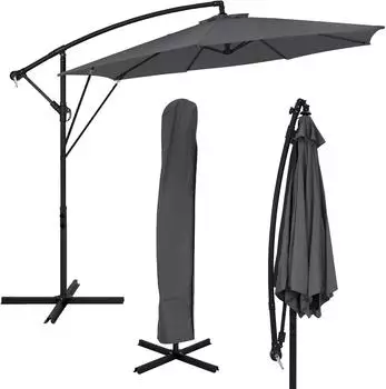 ML-Design Ampelschirm &Oslash;300cm Aluminium Anthrazit UV50+ 360&deg; drehbar