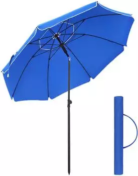 Songmics Sonnenschirm &Oslash;200cm rund UPF 50+ neigbar blau (GPU65BUV1)