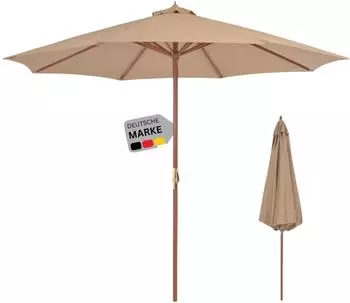 Deluke Sonnenschirm Taupe Holz 300x300 cm (800001387342)