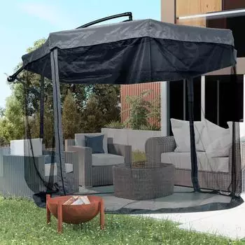 Outsunny Gartenschirm Stahl Polyester Dunkelgrau 295 x 295 x 242 cm (DE84D-204V01CG)