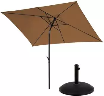 Svita Sonnenschirm 3x2m Set Schirmst&auml;nder Balkonschirm rechteckig Taupe (94442)