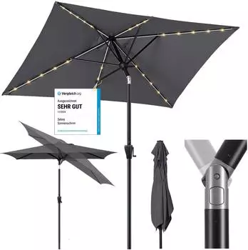 Sekey Sonnenschirm 300 x 200 cm Rechteckig mit LED Solar (UB213)