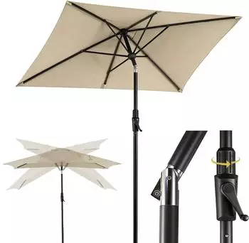 Sekey Rechteckiger Sonnenschirm mit Kurbel Marktschirm f&uuml;r (UB266)