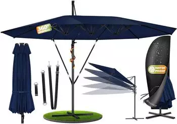 Kesser Doppel-Ampelschirm 4,6x2,7m Aluminium 360&deg; drehbar mit Kurbel