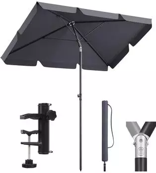Sekey Sonnenschirm 200 x 125 cm Rechteckig H&ouml;henverstellbar mit Schutzh&uuml;lle (UB292)