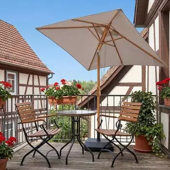 Sekey Balkonschirm rechteckig 200x150cm Holzoptik knickbar UPF 50+