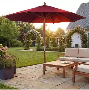 MCW Sonnenschirm C57b rund &Oslash;3m, Holz/Polyester, bordeaux (MCW-C57b)