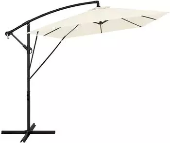ML-Design Ampelschirm &Oslash; 330 cm Eckig in Beige aus Aluminium (800001426713)