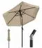 Sekey Sonnenschirm Rund 200cm knickbar mit Kurbel UV50+, Taupe