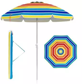 Costway Strandschirm 178cm UPF 50+, 30° knickbar, mit Erdspieß & Tragetasche (ZB34460OE)