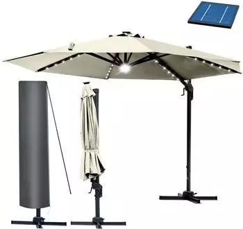 Brast Ampelschirm Alu &Oslash;300cm beige mit LED-Beleuchtung, UV50+