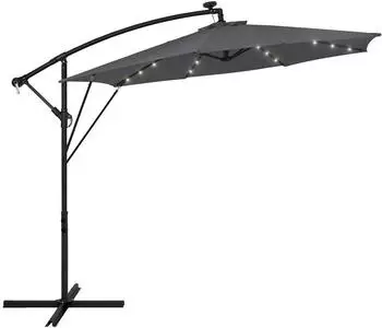 ML-Design Ampelschirm &Oslash;300cm LED Solar, anthrazit, Aluminium, UV50+, 360&deg; drehbar (490018124)